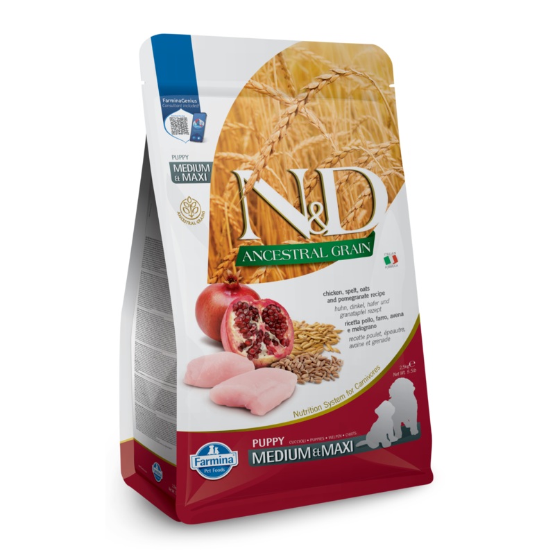 Farmina N&D Chicken & Pomegranate Medium & Maxi Puppy Dry Dog Food – 5.5lb