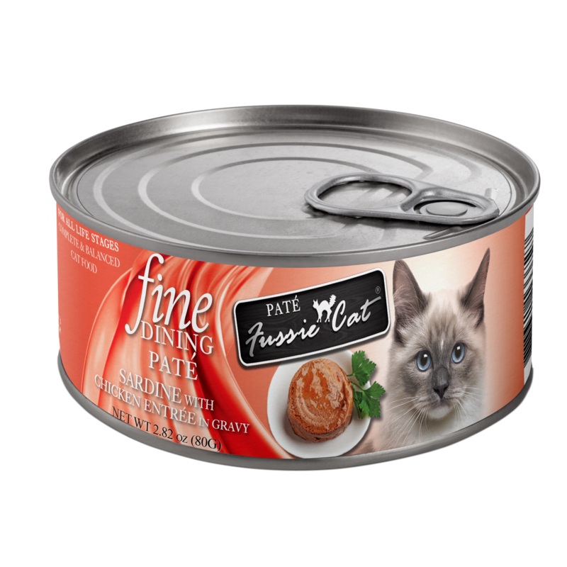 Fussie Cat Fine Dining Pate Sardine with Chicken Entree in Gravy Canned Cat Food 2.82 oz / 80g Can