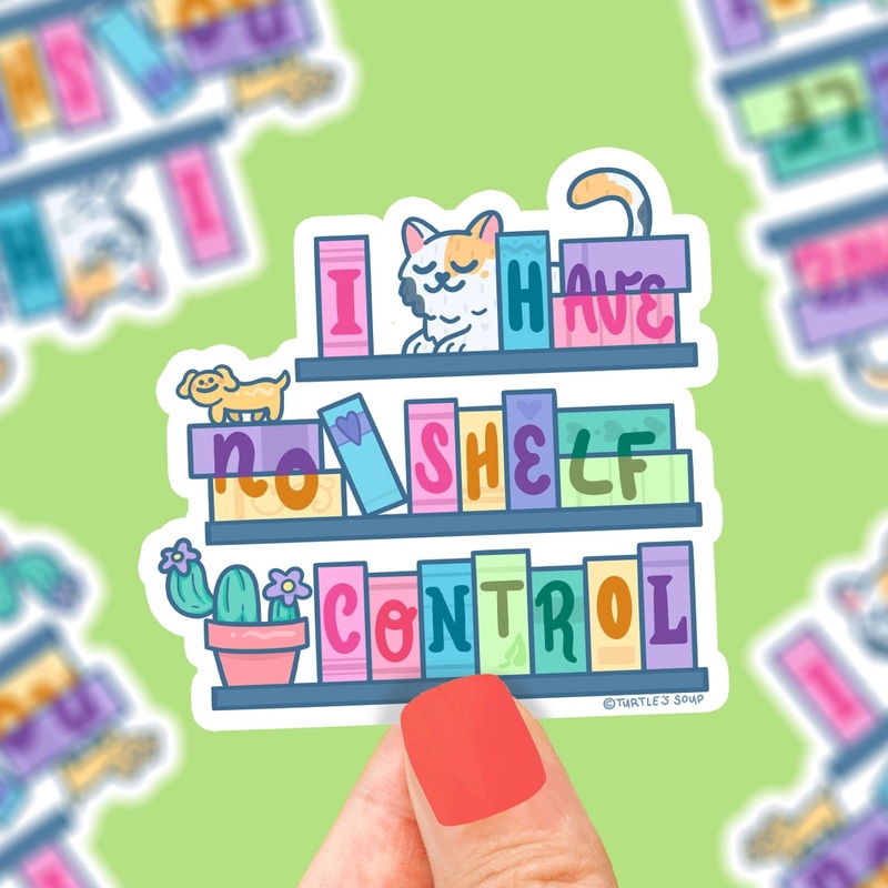 I Have No Shelf Control Bookcase Calico Cat Vinyl Sticker