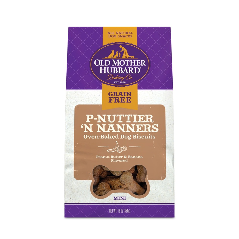 Old Mother Hubbard Grain Free Crunchy P-Nuttier ‘N Nanners in Peanut Butter and Banana Flavor Biscuits Mini Oven Baked Dog Treats  16oz