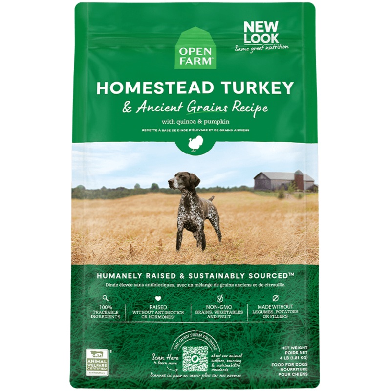 Open Farm Homestead Turkey & Ancient Grains Dry Dog Food 4 lb