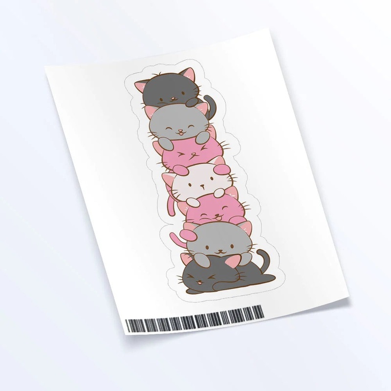 Demigirl Cat Pile Pride Flag Vinyl Sticker