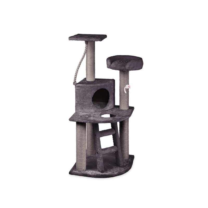 KAZOO CAT SCRATCHER CORNER 3 LEVEL PLAYGROUND CHARCOAL (BOXED)