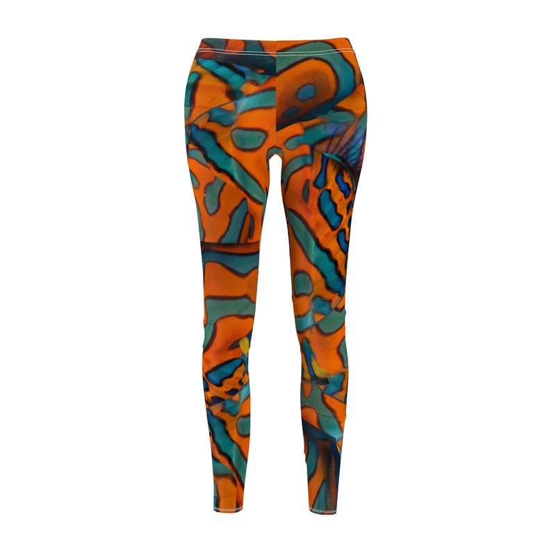 Mandarin Fish Print Leggings for Women – Casual Activewear XS White stitching