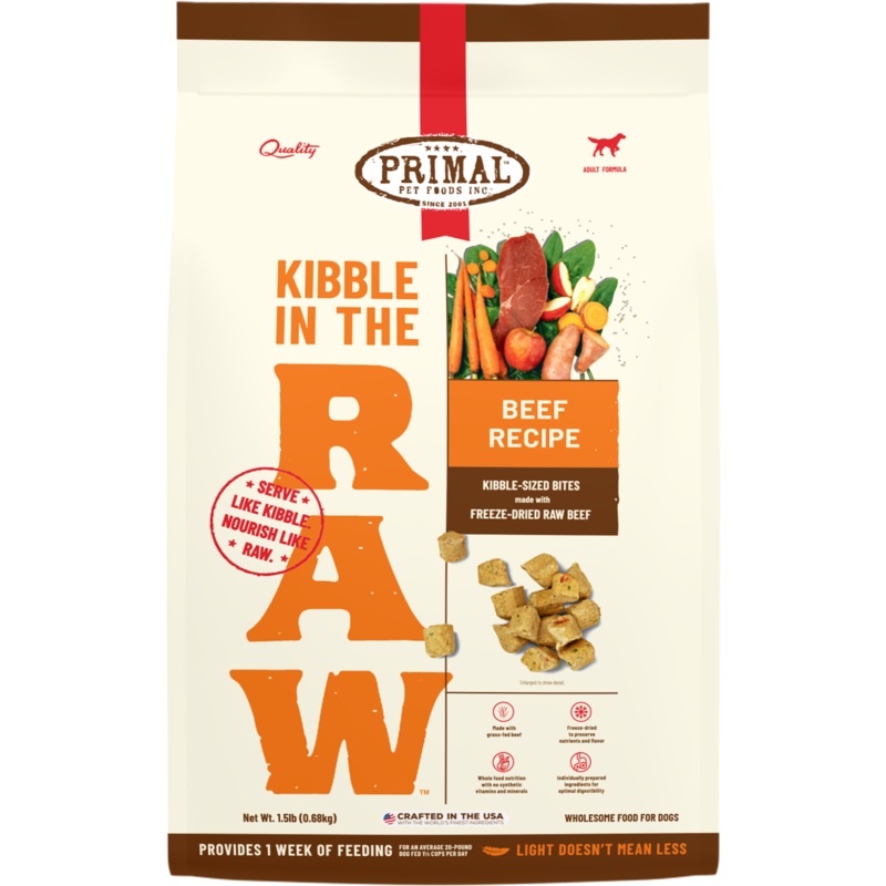 Primal Kibble in the Raw Freeze-Dried Beef – Dog Food 1.5 lb. LOWEST PRICE (S10)
