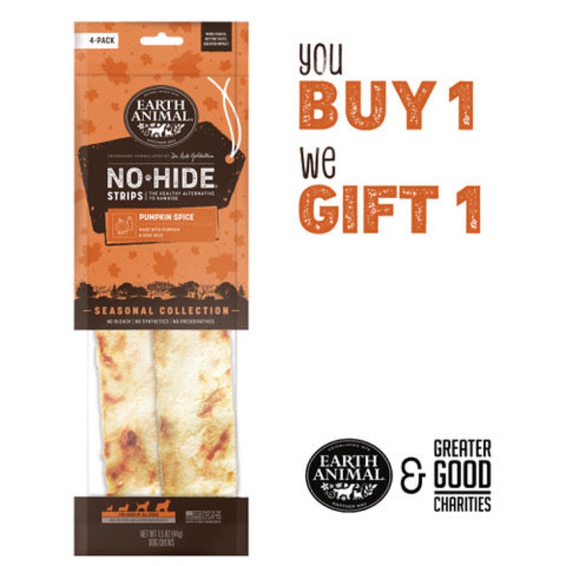 Earth Animal No-Hide Seasonal Collection Pumpkin Spice Strips  Dog Treats 7″ / 4 Pack