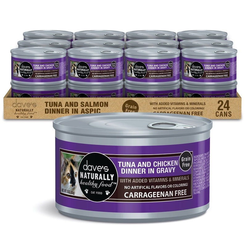 Dave’s Pet Food Grain Free Wet Cat Food – Tuna & Chicken in Gravy 3 oz Can