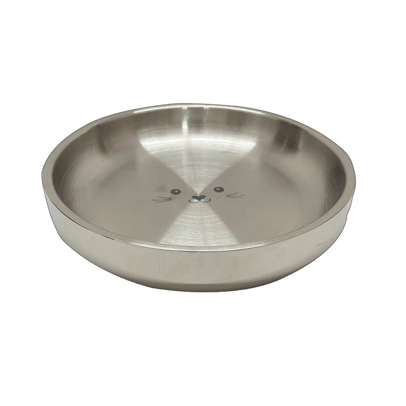 ThoozyPet Double Wall Insulated Stainless Steel Cat Plate 6 in