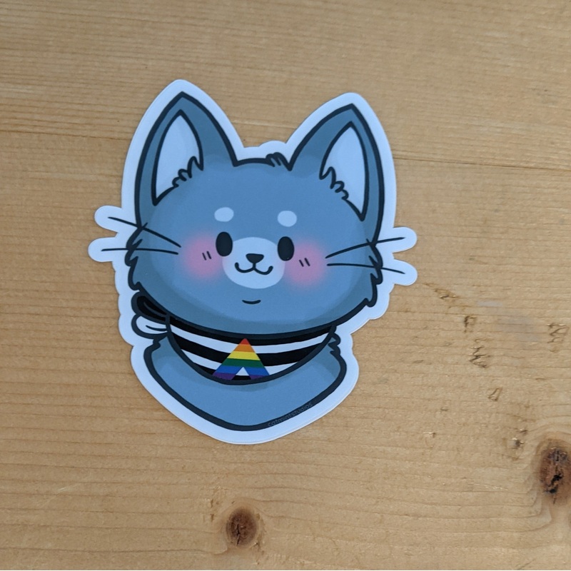 Ally Cat Bandana Pride Flag Vinyl Sticker