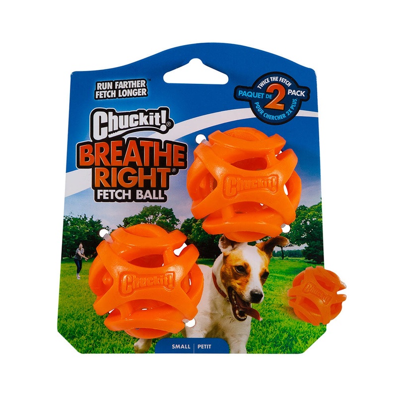 Chuckit! Breathe Right Fetch Ball Dog Toys Orange Color 2 Pack Small