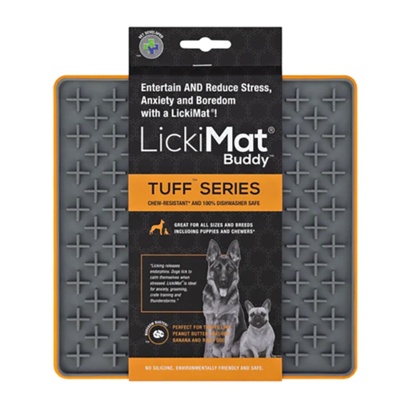 LickiMat Tuff Buddy Solo Treat-Dispensing Dog Toy Orange Regular