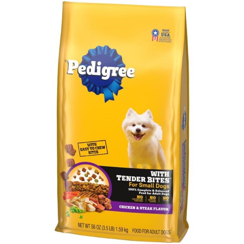 PEDIGREE With Tender Bites for Small Dogs, Complete Nutrition Adult Dry Dog Food, Chicken & Steak Flavor Dog Kibble 3.5lb