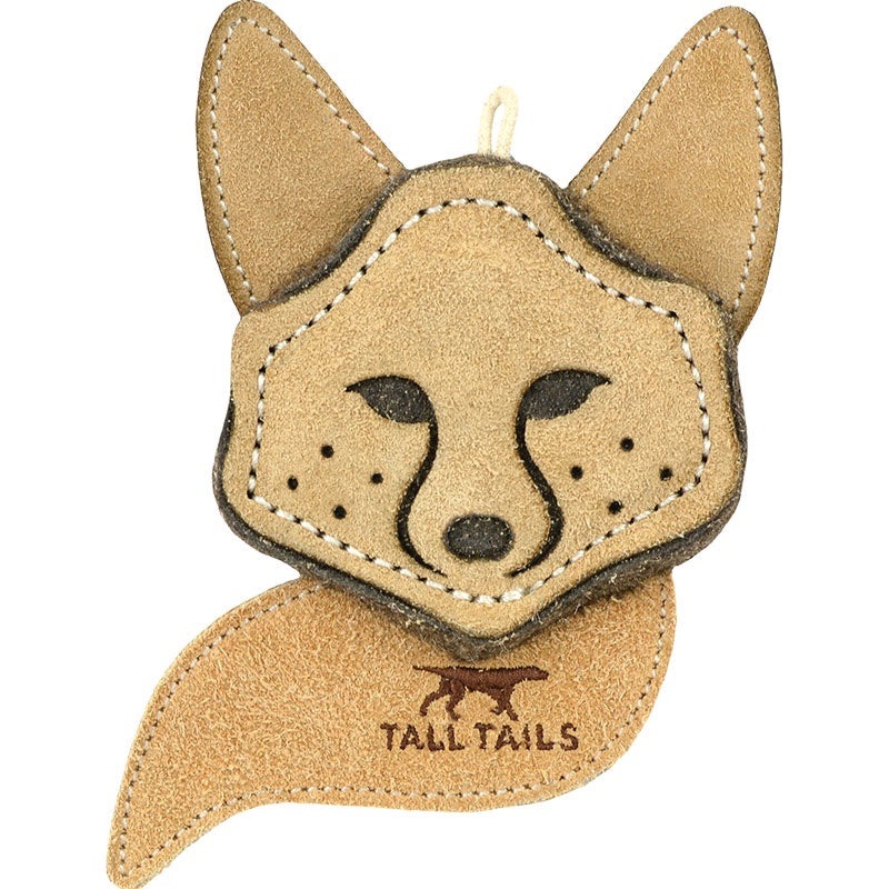Tall Tails Scrappy Fox Natural Leather Dog Toy 4″