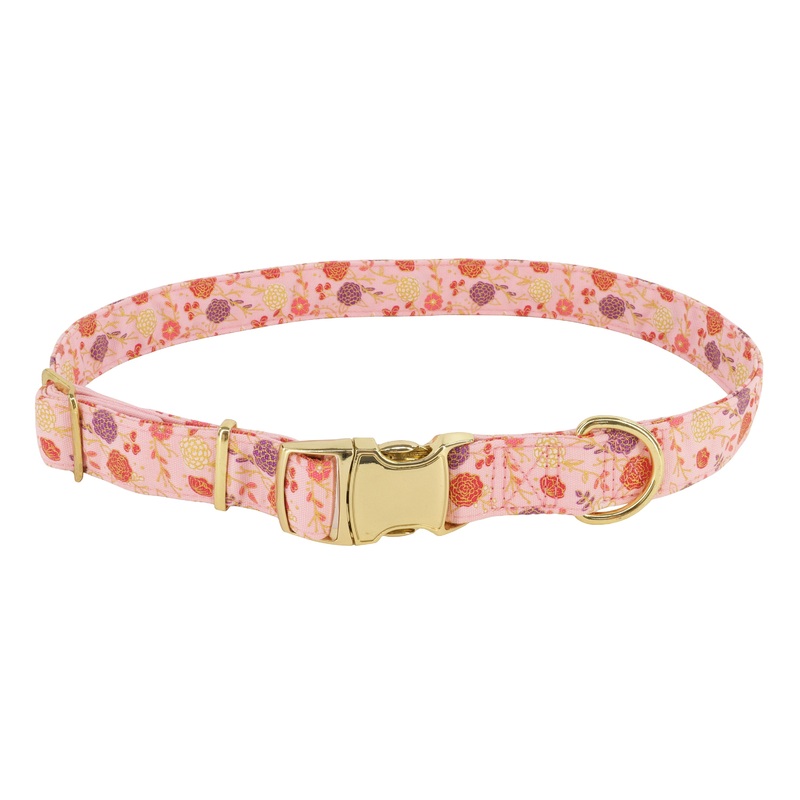 Accent Metallic Adjustable Dog Collar Pink Floral XS Extra Small – 5/8″ x 8″-12″