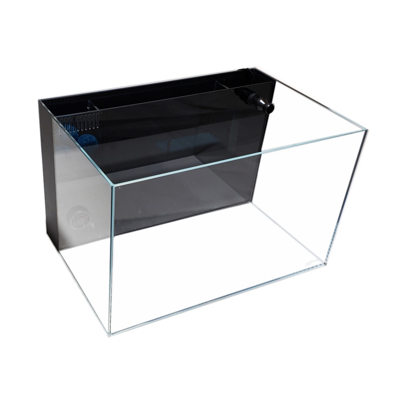 CRYSTAL 45 Degree Low Iron Ultra Clear Aquarium with Built in Back Filter (24 gallons, 23.62″ x 15.75″ x 14.96″)