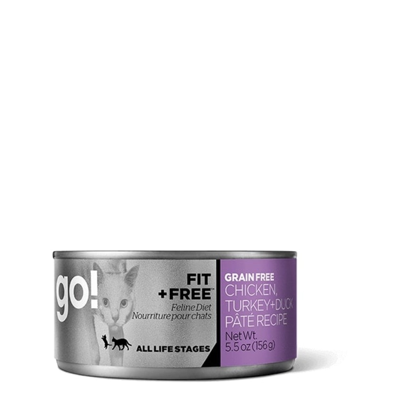 GO! Fit + Free Grain Free Cat Food (Wet) – Chicken + Turkey + Duck Pate 5.5oz