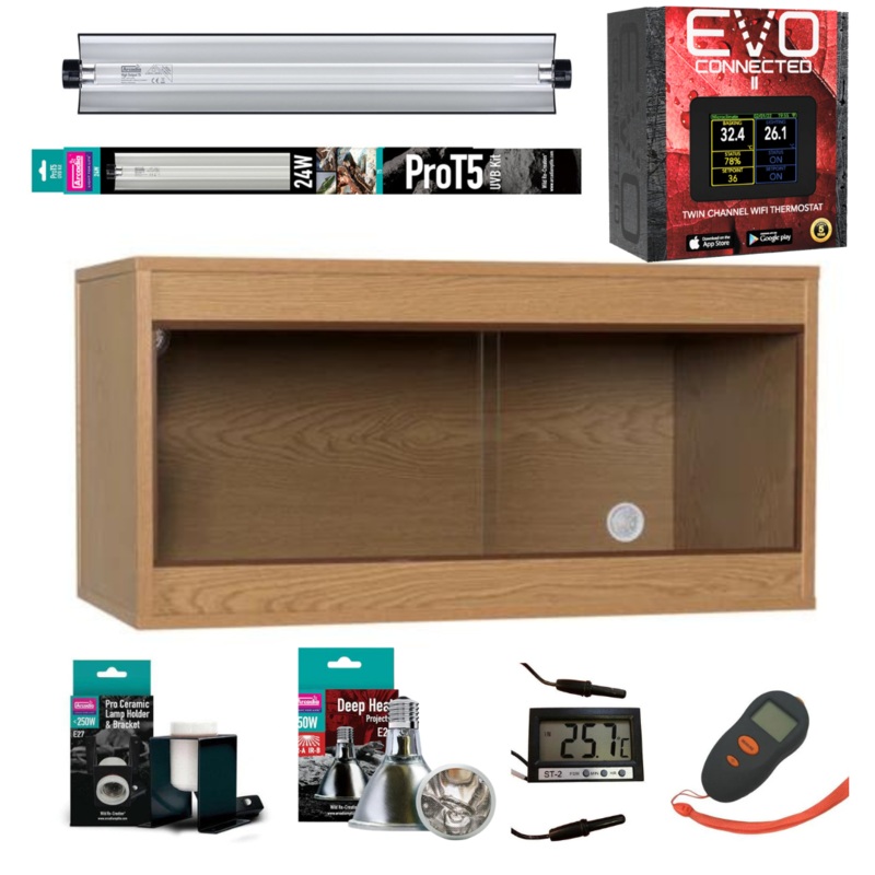 Leopard Gecko Starter Kit – Platinum (90x45x45cm) Oak