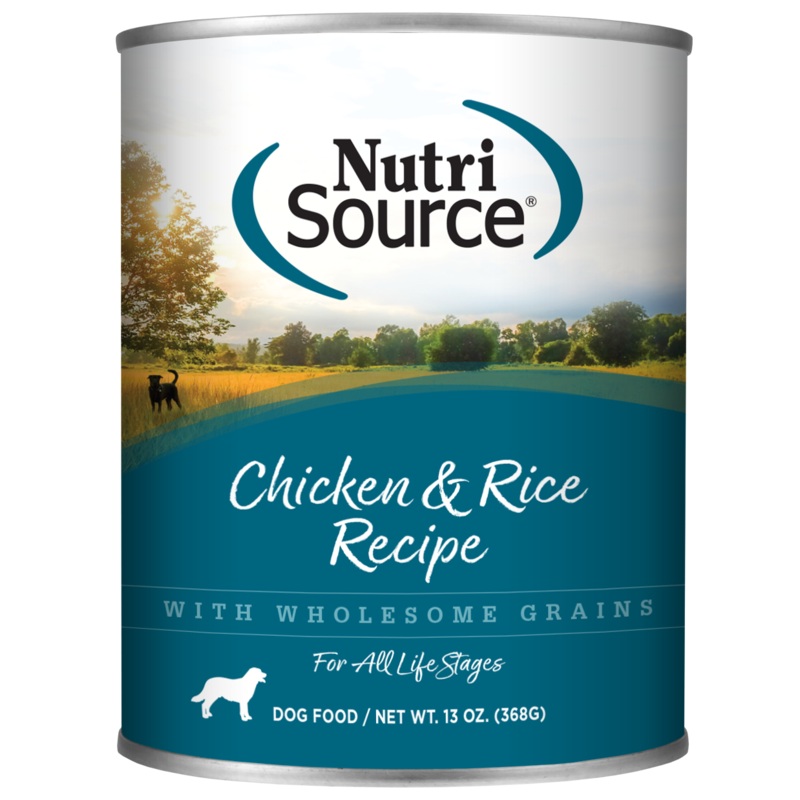 NutriSource Adult Chicken & Rice Formula Healthy Wet Dog Food 13oz, Single Can