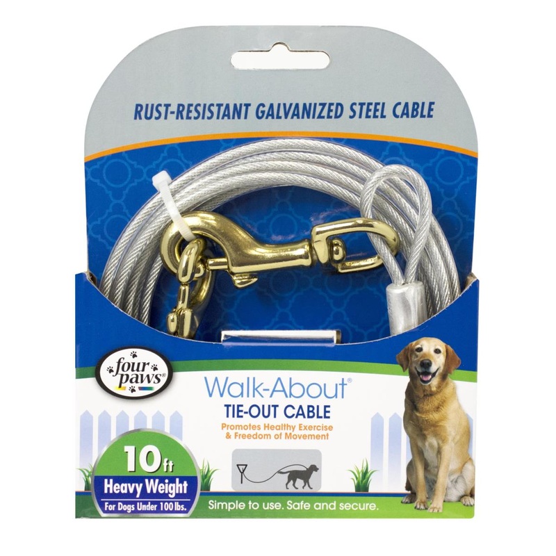 Four Paws Walk-About Tie-Out Cable – Heavy Weight 30 Feet