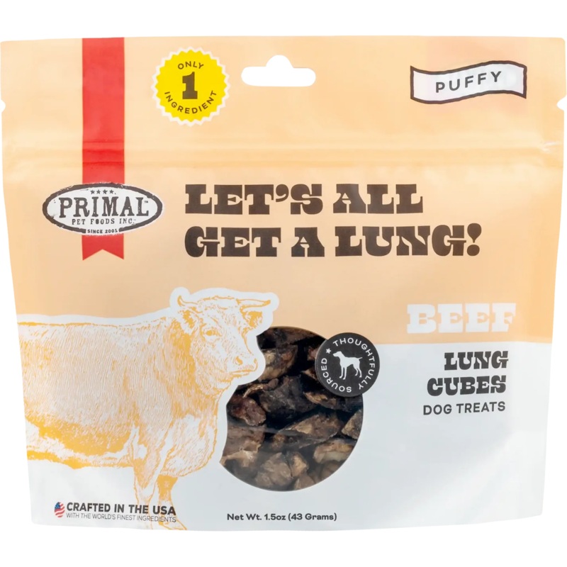 Primal Pet Foods Lets All Get a Lung Dehydrated Dog Treats Beef Recipe 1.5oz