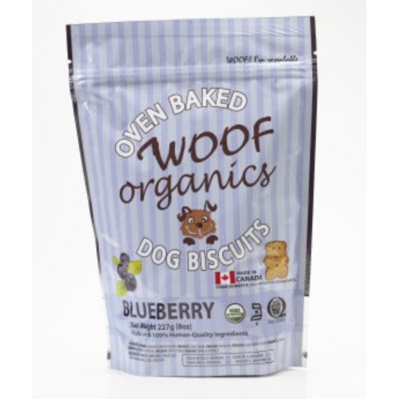 Woof Organics Oven-Baked Dog Biscuits – Blueberry 227g