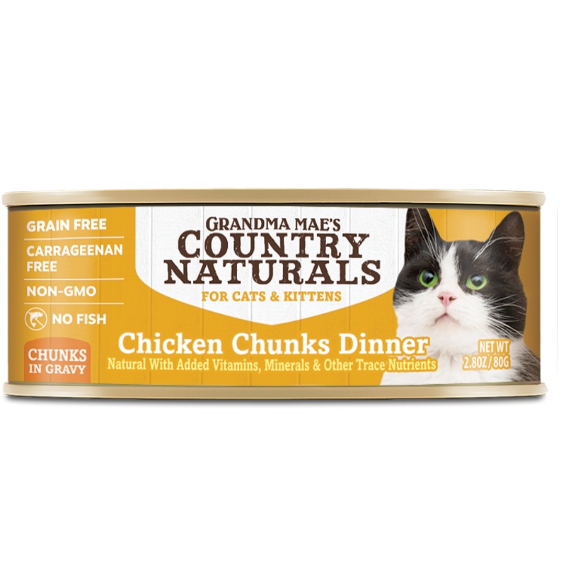 Grandma Mae’s Country Naturals Grain Free Chicken Chunks in Gravy Canned Wet Food For Cats 2.8oz/24