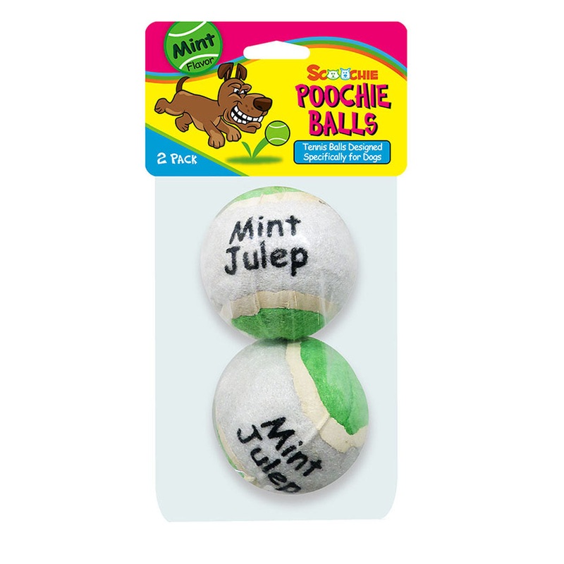Scoochie Pet Poochie Balls Mint Tennis Balls Dog Toy 2-pack