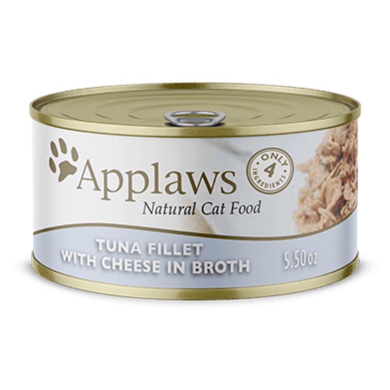Applaws Natural Wet Cat Food Tuna Fillet with Cheese in Broth 2.47 oz single