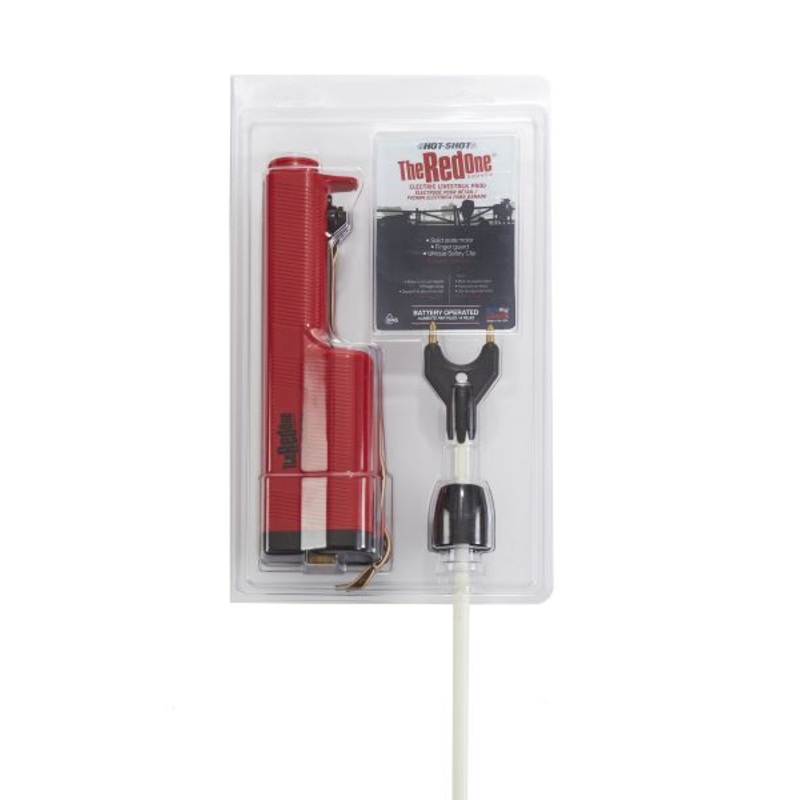 Hot-Shot SABRE-SIX The Red One Battery Operated Electric Livestock Prod Handle with 36″ Fiberglass Shaft