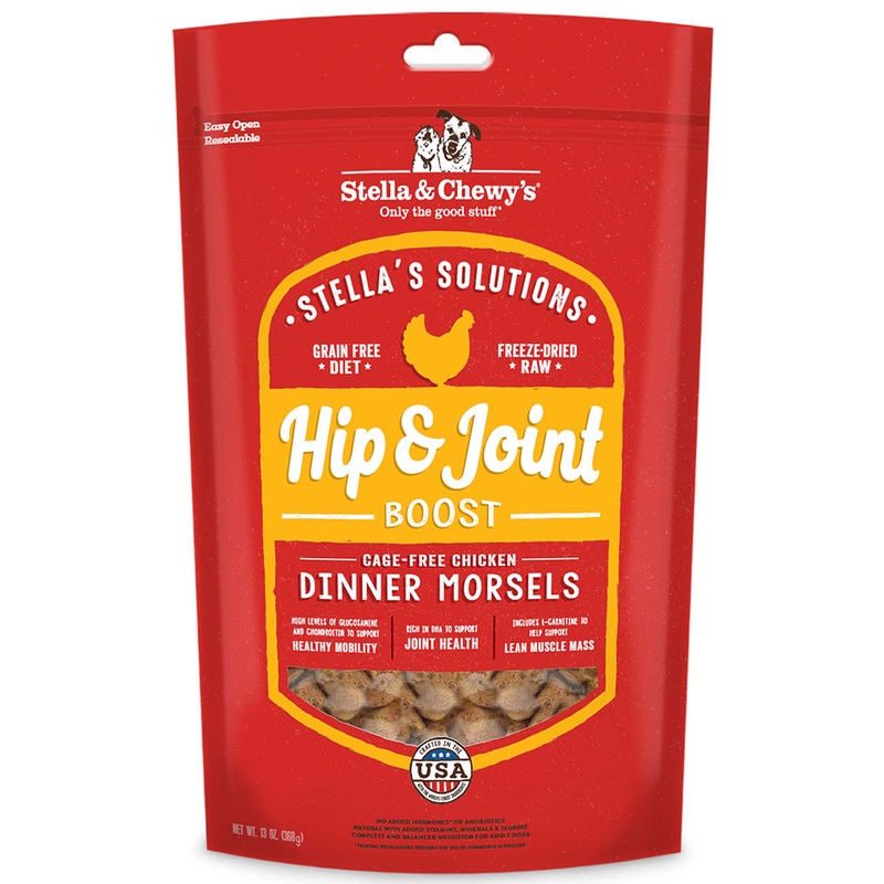 Stella & Chewy’s Stella’s Solutions Hip & Joint Boost Freeze-Dried Raw Cage-Free Chicken Dinner Morsels Dog Food 13Oz