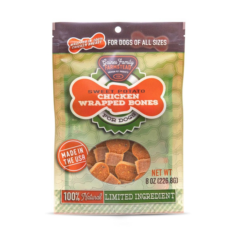Gaines Family Farmstead Chicken Wrapped Sweet Potato Bones Dog Treats (8-oz)