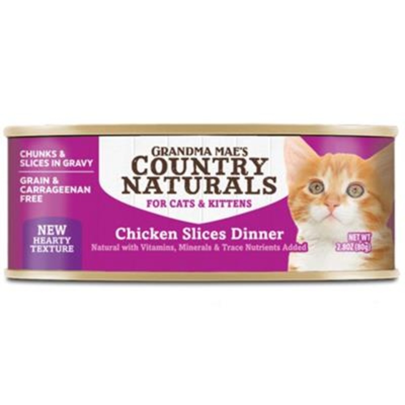 Grandma Mae’s Country Naturals Slices in Gravy Dinner Canned Cat Food Chicken Slices, 2.8 oz