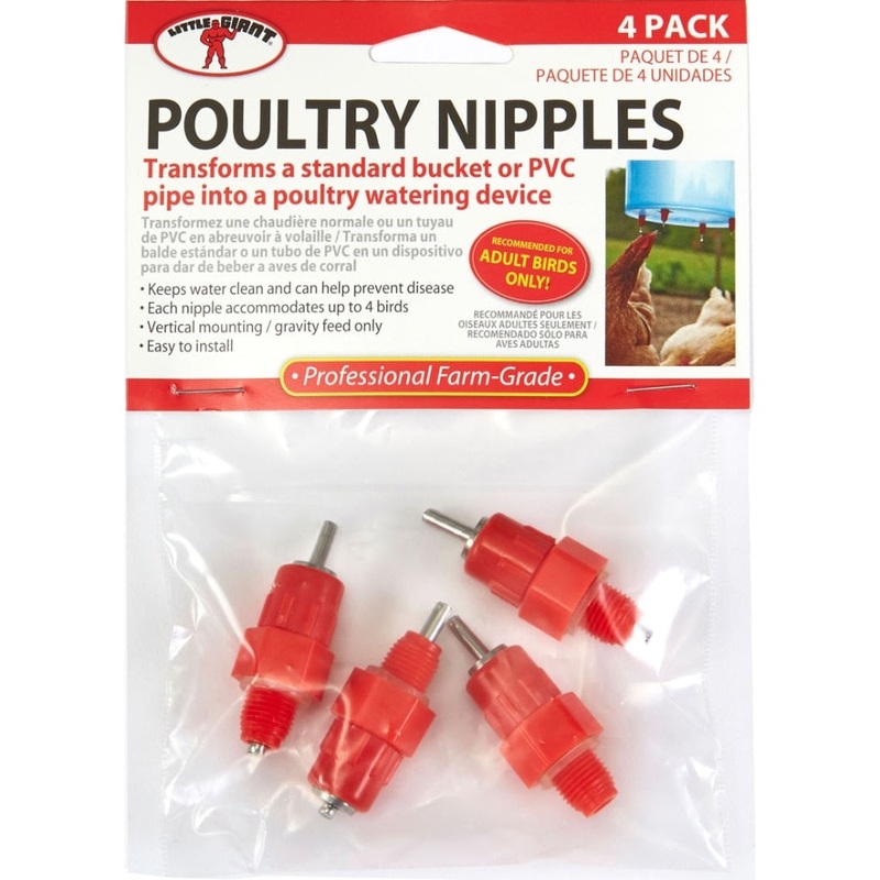 LITTLE GIANT POULTRY WATERING NIPPLE 4 PK RED