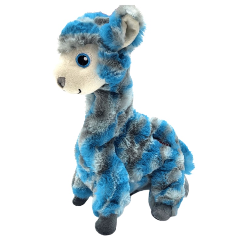 Low Stuff Stripes Llama Blue Plush Squeaky Dog Toy 11 in x 9.25 in