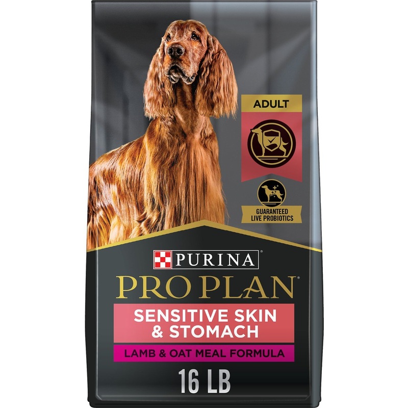 Purina Pro Plan Sensitive Skin & Stomach Adult w/Probiotics Lamb & Oat Meal Formula High Protein Dry Dog Food, 16 lb