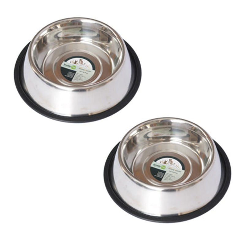 Stainless Steel Non-Skid Pet Bowl for Dog or Cat 1 cup 2 pack