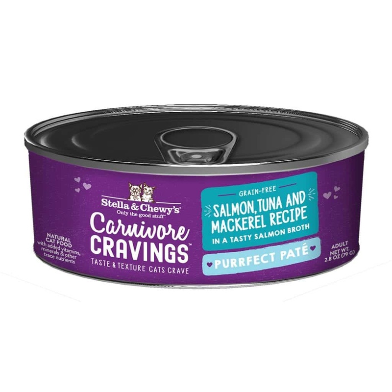 Stella & Chewy’s Carnivore Cravings-Purrfect Pate Salmon, Tuna & Mackerel Pate Recipe in Broth