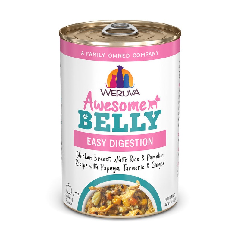 Weruva Awesome Belly Chicken Breast, White Rice & Pumpkin Recipe with Papaya, Turmeric & Ginger In Broth Dog Food 14oz -10pk