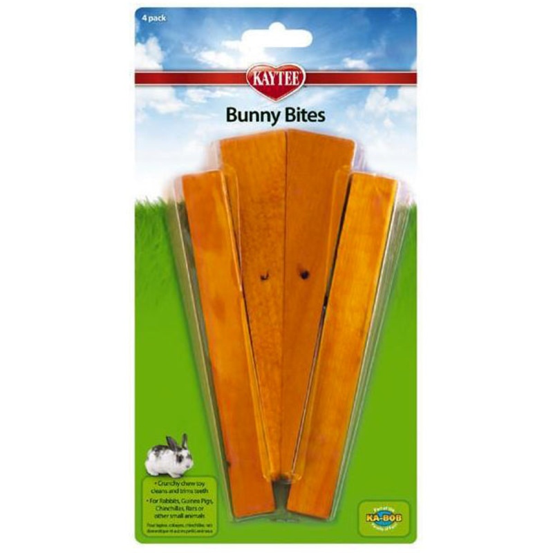 Bunny Bites Natural Wood Carrot Small Animal Chew Toy 4 Piece, 5.25-in