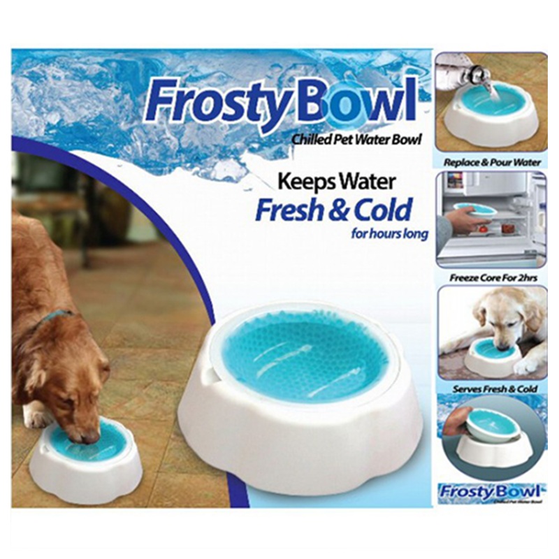 Cooling Bowls Plastic And Gel Ice Feeding Safe Speed Cold Food Water Drinking Feeding Frosty Bowl For Cat Dog Supplies