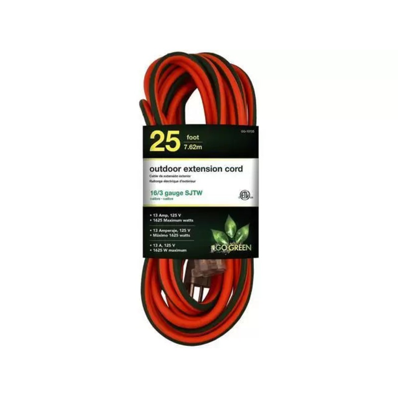 GoGreen Power 1 Outlet Heavy Duty Extension Cord w/Lighted End 16/3, 25ft
