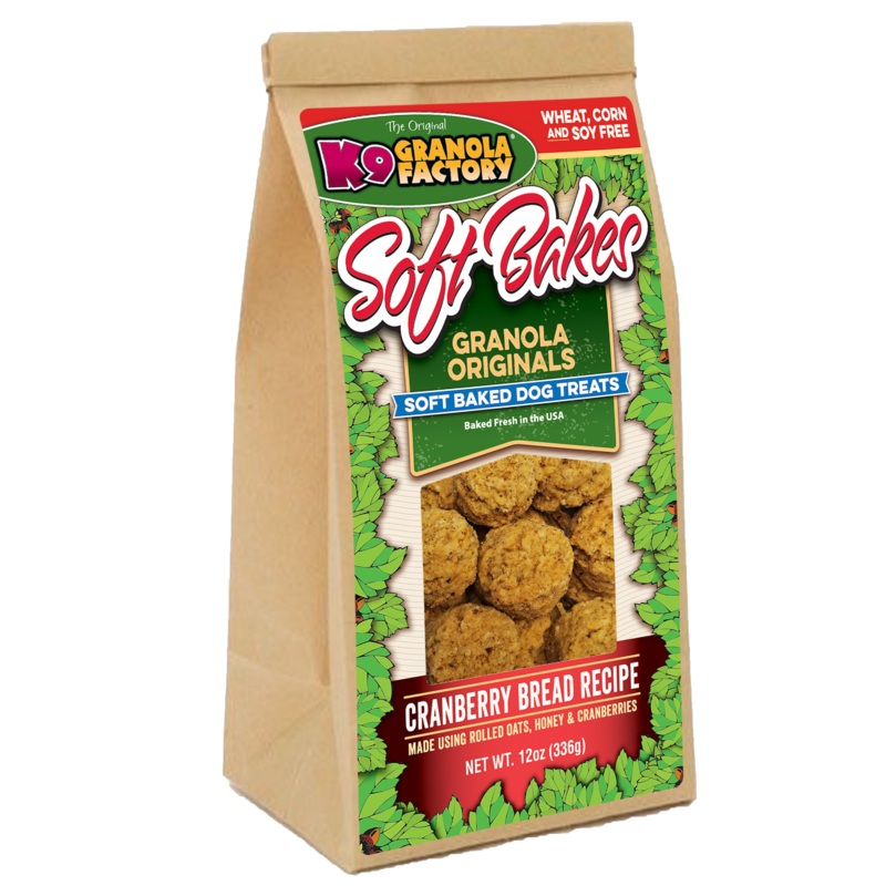 K9 Granola Factory Soft Bakes, Cranberry Bread Recipe Dog Treats 12 oz