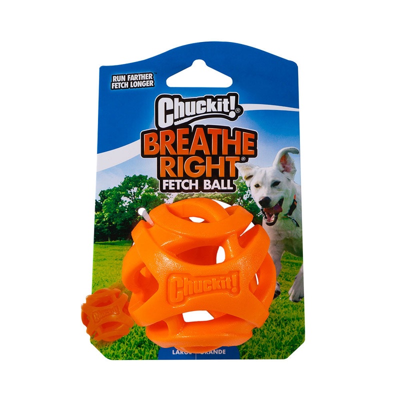 Chuckit! Breathe Right Fetch Ball Dog Toys Orange Color Large