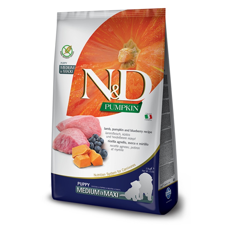 Farmina N&D Pumpkin Formula Medium & Maxi Lamb & Blueberry Puppy Food 26.4-lb