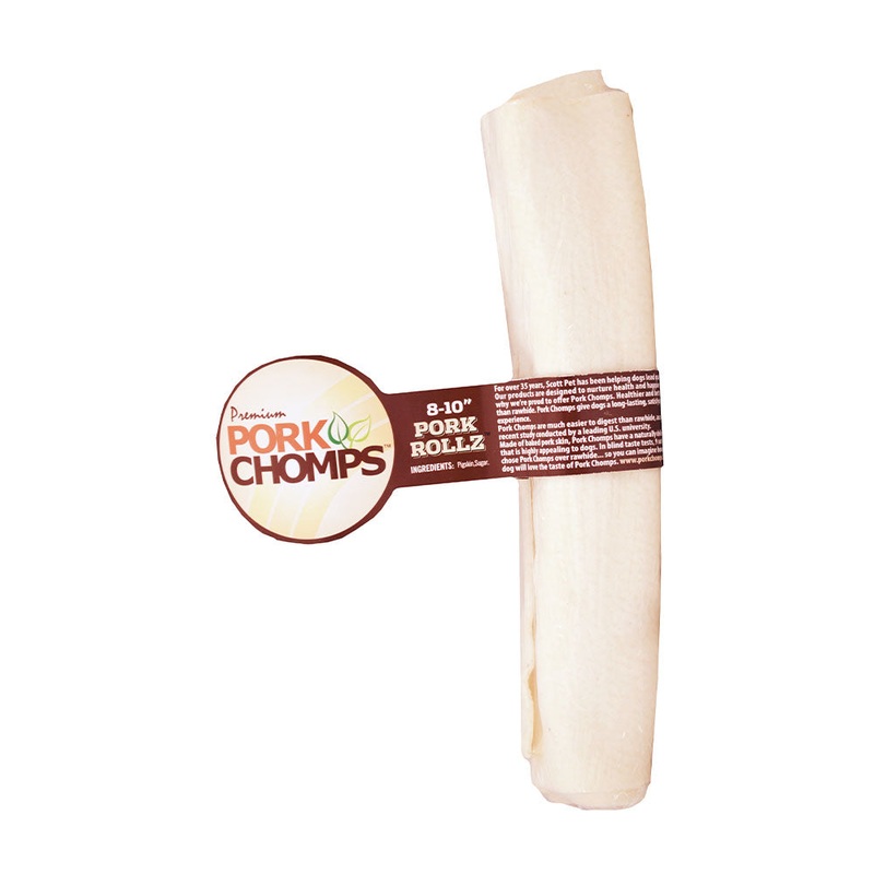 Pork Chomps Baked Pork Skin Roll Dog Treats 8 Inch 1 Count