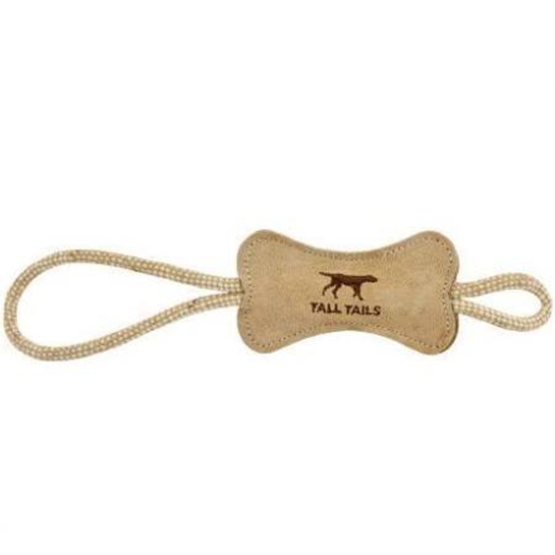 Tall Tails 88215939 Leather Dog Bone Tug Toy  Natural – 12 in.