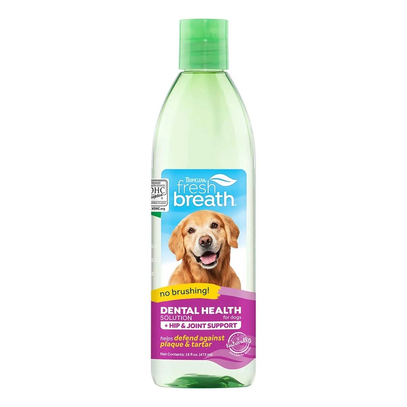 TropiClean Fresh Breath Dental Health Solution for Dogs Plus Hip & Joint 473mL