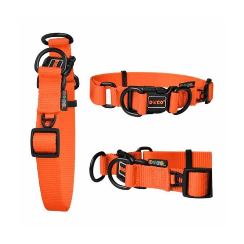DOCO Double D (DD) – Ring Nylon Collar (DCS005)[Size – L, Color – Safety Orange]