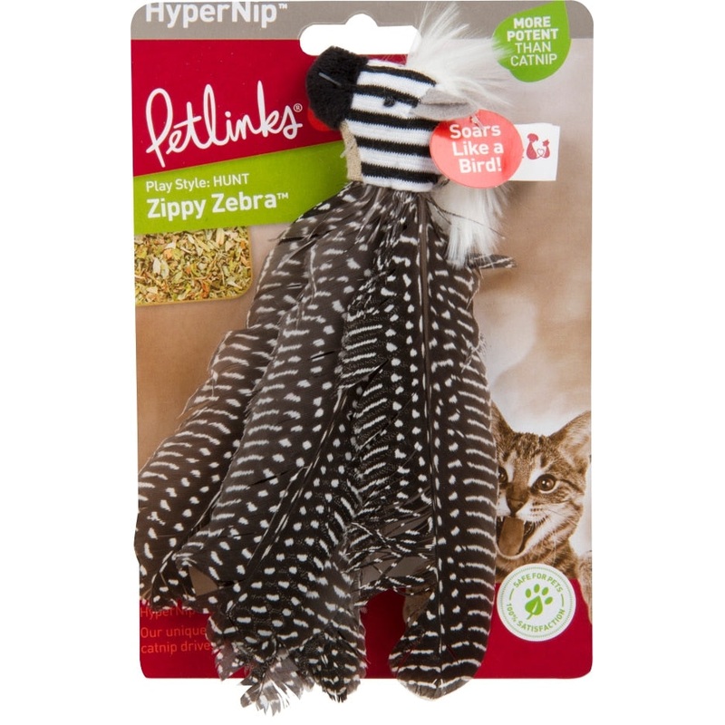 HYPERNIP ZIPPY ZEBRA FEATHERS CAT TOY