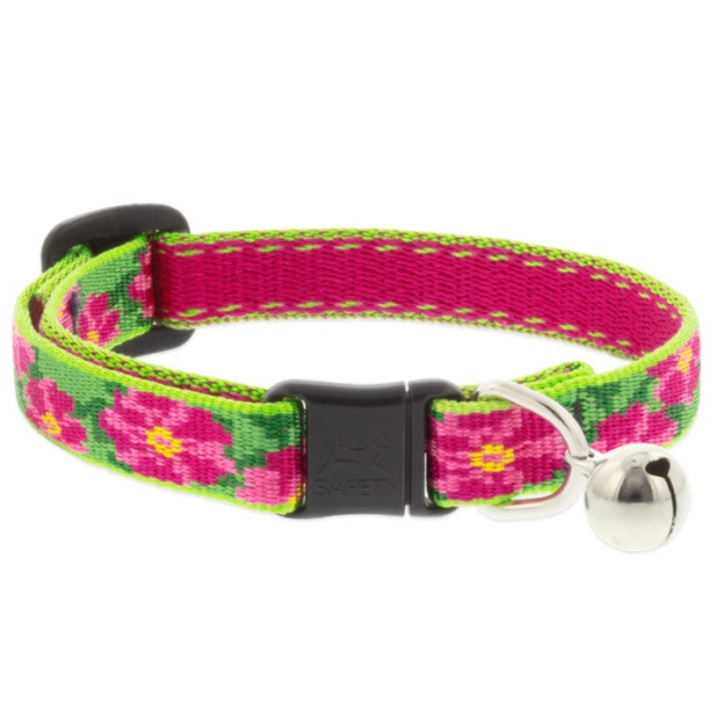 Lupine Original Designs Safety Cat Collar 1/2″ x 8-12″ Petunias with Bell